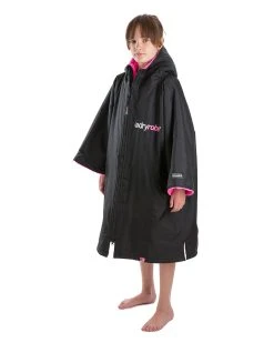 Dryrobe Advance Kids Short Sleeve (10-14Yrs) Black/Pink