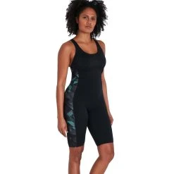 Speedo Womens Leaderback Kneesuit Black/Grey