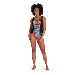 Speedo Womens Printed Contour 1Piece Shaping Swimsuit Black/Pink -Funky Trunks shop 8 13483H029 X1