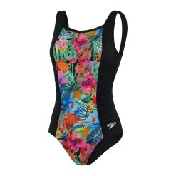Speedo Womens Printed Contour 1Piece Shaping Swimsuit Black/Pink -Funky Trunks shop 8 13483H029 Y1 1