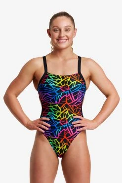 Funkita Ladies Brace Free One Piece Rainbow Web