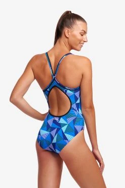 Funkita Ladies Diamond Back One Piece Blue Bars -Funky Trunks shop FS11L BLUE BARS 07