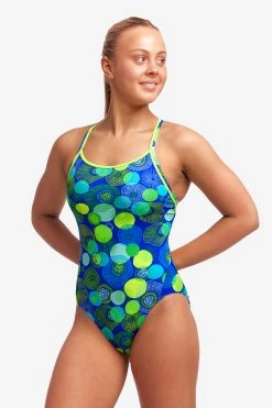 Funkita Ladies Diamond Back One Piece Blue Bottle -Funky Trunks shop FS11L BLUE BOTTLE 25