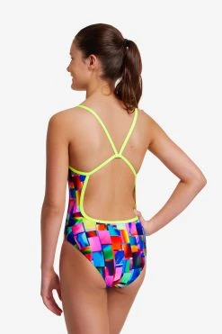Funkita Girls Single Strap One Piece Patch Panels -Funky Trunks shop FS16G PATCH PANELS 7