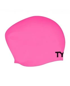 TYR Long Hair Wrinkle-Free Swim Cap -Funky Trunks shop pink long hair wrinkle free silicone swim cap