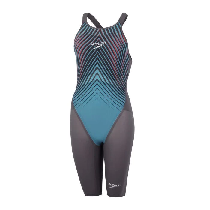 Speedo Women’s Fastskin Lzr Pure Valor Openback Kneeskin Grey/Blue 2 Speedo Women’s Fastskin Lzr Pure Valor Openback Kneeskin Grey/Blue - Image 2